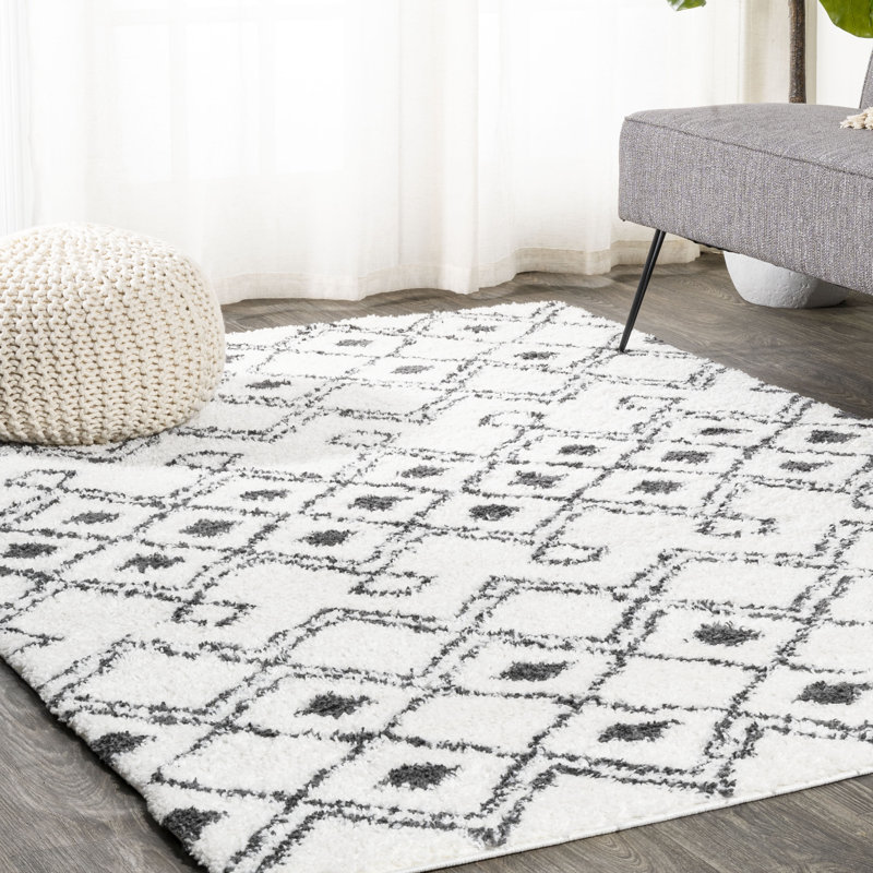 Dakota Fields Caimari Geometric White/Gray Area Rug Wayfair